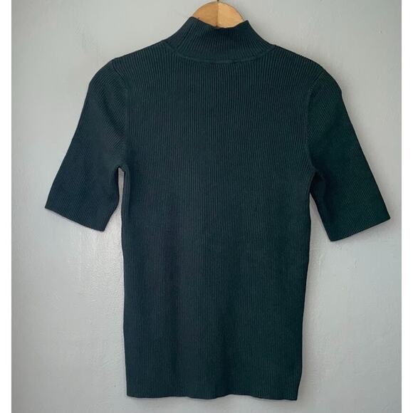 Ellen Tracy Size M Dark Ribbed Knit Mock Neck Sweater Old Money Preppy 90s Y2K - Picture 3 of 8